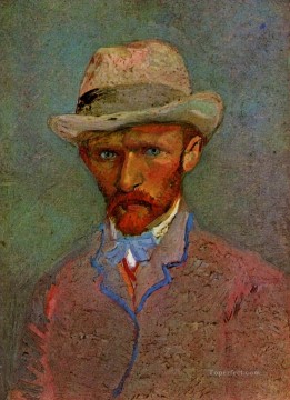  sombrero Pintura al %C3%B3leo - Autorretrato con sombrero de fieltro gris 1887 Vincent van Gogh
